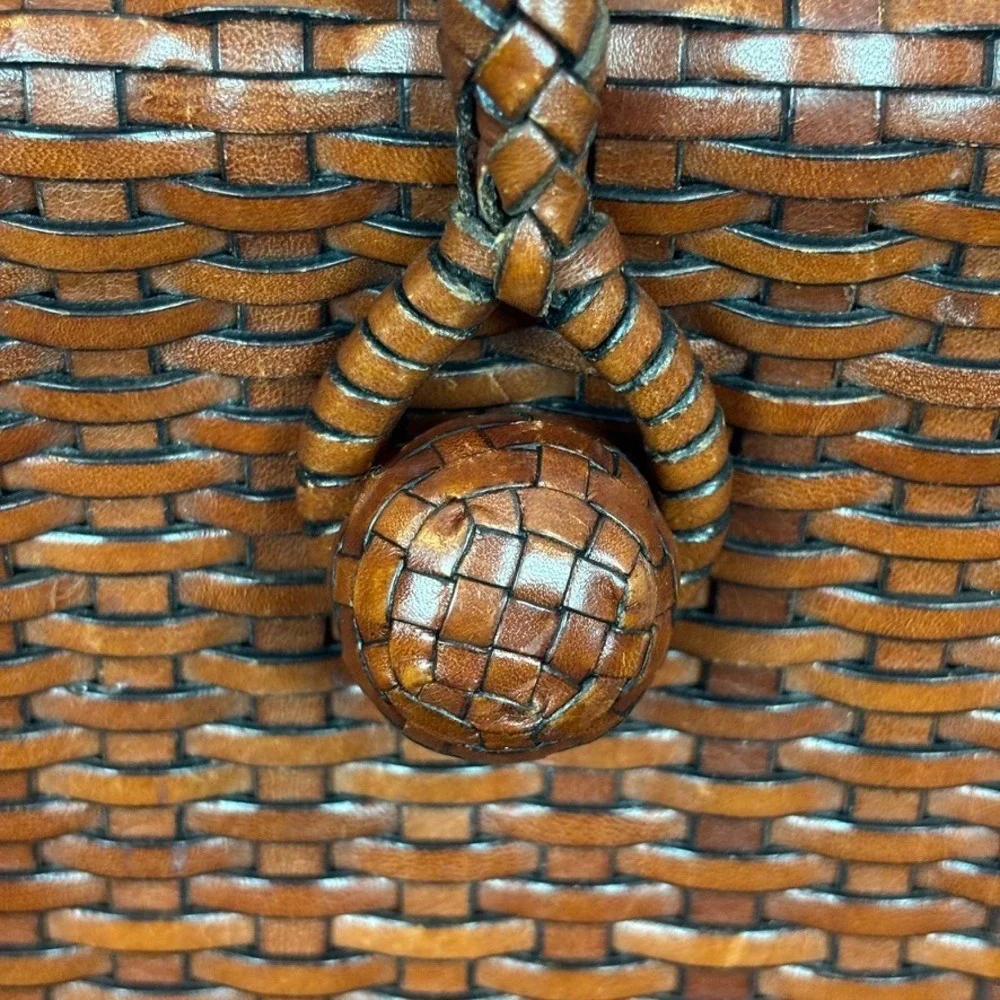 VTG BONANI Basket Weave Leather Crossbody Shoulder Bag‎ Purse Boho Unique